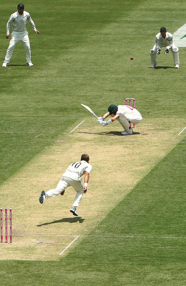 New Zealand’s Neil Wagner was the first to attack Steve Smith with a short-pitched barrage in 2019. Picture. Phil Hillyard