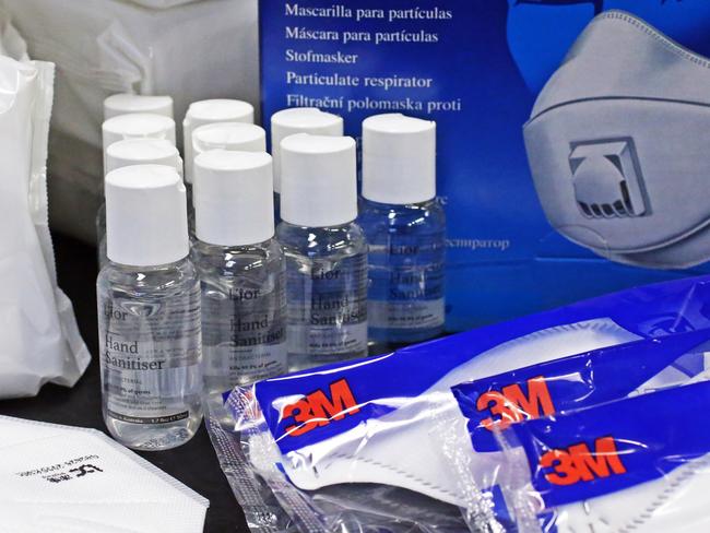 SYDNEY, AUSTRALIA - NewsWire Photos SEPTEMBER 2, 2020: General view generic image of coronavirus COVID-19 hand sanitiser, mask, masks, wipes and gloves. Picture: NCA NewsWire / Nicholas Eagar