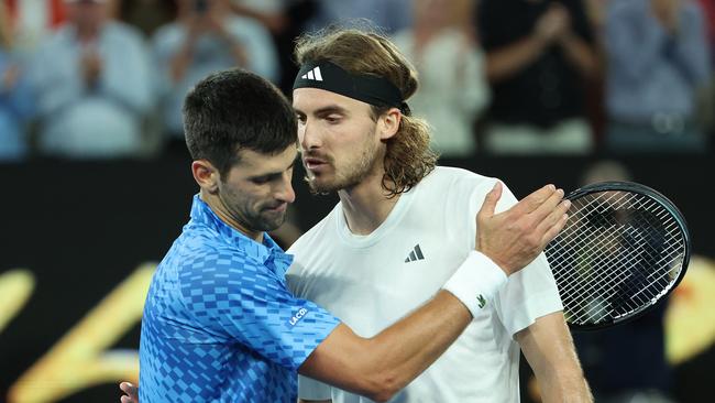 Novak Djokovic knocked off Stefanos Tsitsipas in the 2023 Australian Open final. (Photo by Lintao Zhang/Getty Images)
