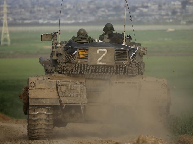 An Israeli tank moves along the border with Gaza on February 14, 2024 in Southern Israel. Picture: Getty Images