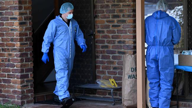 Police forensic officers at the scene of the alleged double murder. Picture: NCA NewsWire / Dan Peled