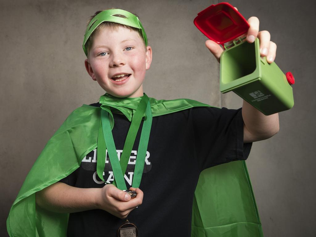 Patterson Plumbe shows is medals after competing in speech and drama sections of the 77th City of Toowoomba Eisteddfod at Empire Theatres, Monday, July 31, 2023. Picture: Kevin Farmer