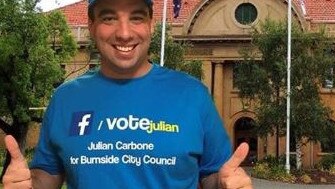 Cr Julian Carbone has apologised for calling new council chief Chris Cowley a “head kicker". Picture: Facebook page of Julian Carbone.