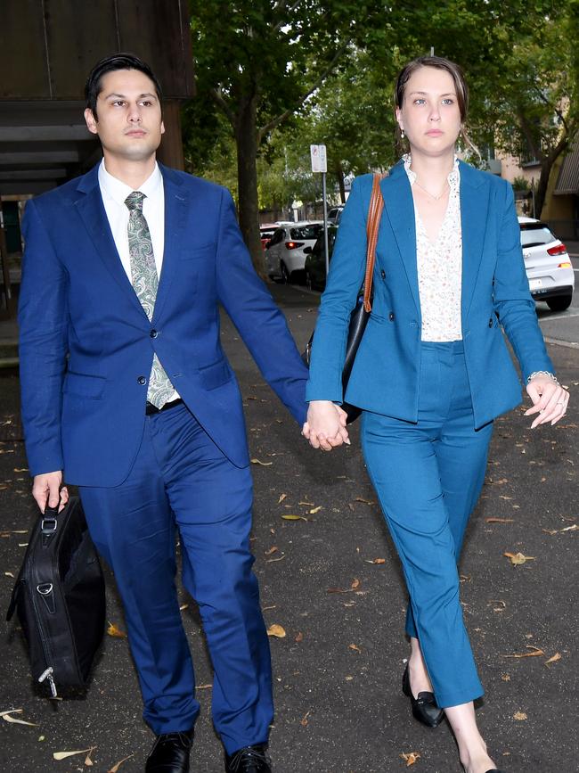 Blake Davis and Hannah Quinn at Darlinghurst Local Court on Monday morning. Picture: Matrix