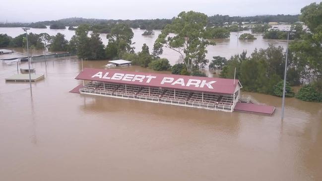 Albert Park during the February 2022 floods.