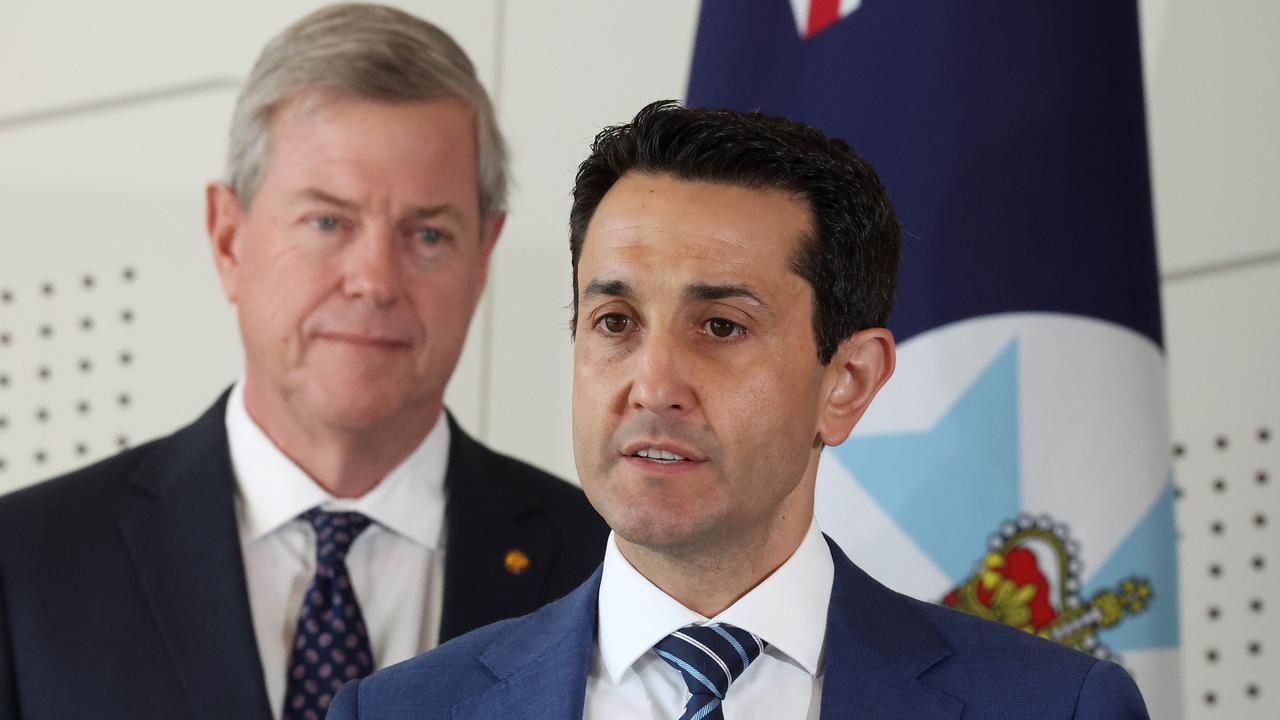 Premier David Crisafulli (front) with Health Minister Tim Nicholls