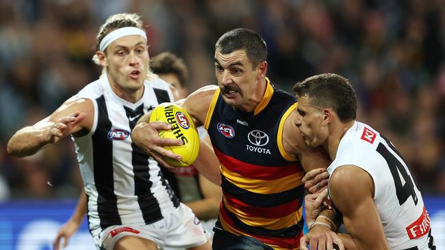 Taylor Walker will have Darcy Moore to contend with on Sunday. Picture: Sarah Reed/AFL Photos