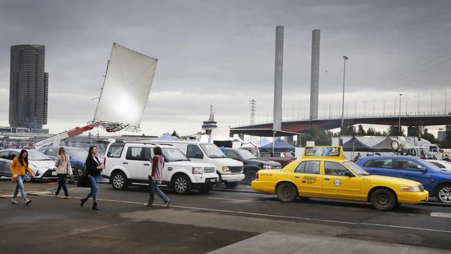 An LA traffic jam re-created at Docklands. Picture: David Caird