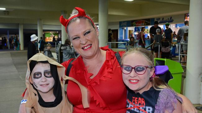 Reef, Michele and Holle Toms at Spooky Nights at Sea World, Main Beach. Picture: Regina King