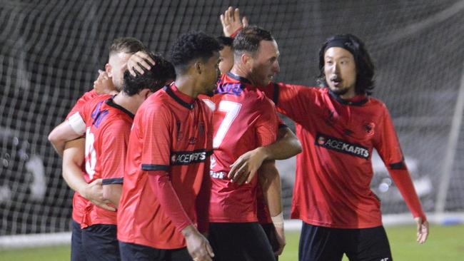 North Sunshine Eagles celebrate a goal. Picture: Lee Roci