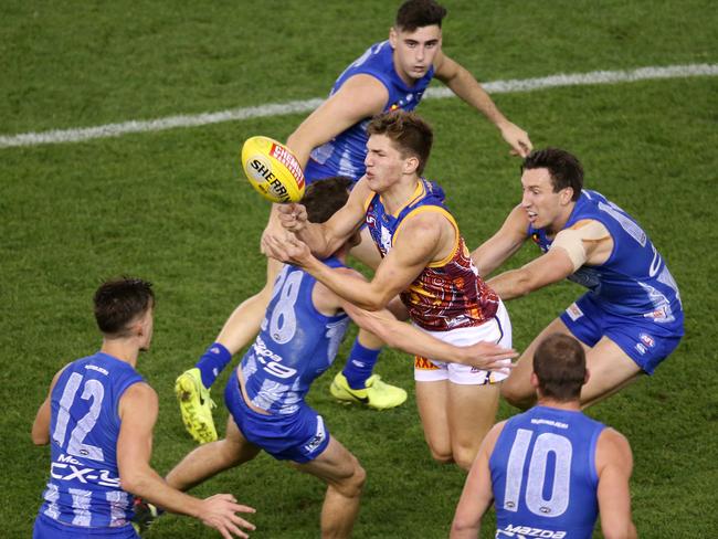 North Melbourne’s pressure at its finest. Picture: Michael Klein