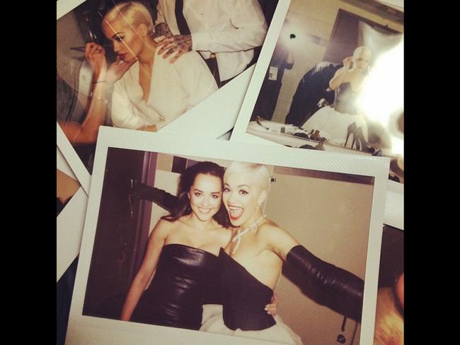 Rita Ora at the Oscars 2015 via Instagram, “We did it!!! Thank you to the whole team... I love you all!!!”