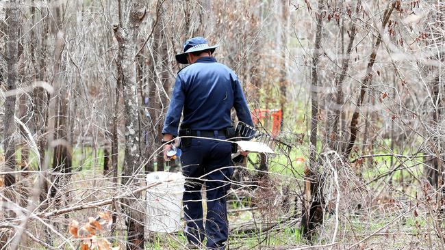 Police searching for Linda Sidon in an area shown to them by her son Daniel Heazlewood who pleaded guilty to her manslaughter. Picture: Adam Head.