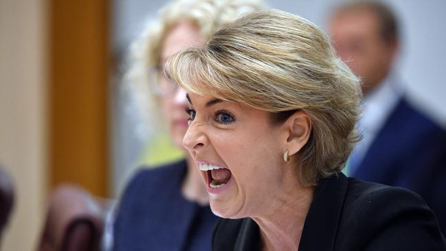 Minister for Jobs Michaelia Cash makes her threat during Senate estimates today. Picture: AAP