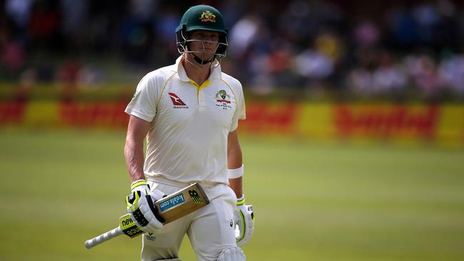 Steve Smith leaves the ground after being dismissed lbw to Kagiso Rabada. Picture: AFP