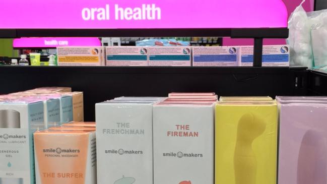 An observant shopper at Priceline Bondi Junction noticed the store stocked sex products including 'dildos and lubricant' in the oral health section.