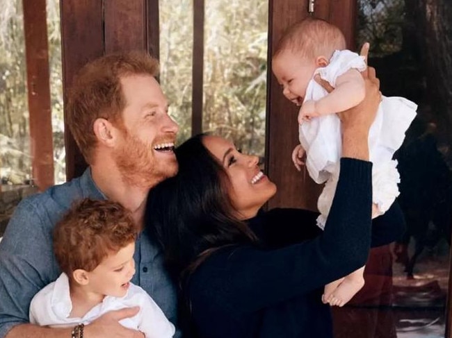 Harry and Meghan with children Archie and Lilibet. Picture: Alexi Lubomirski/The Times