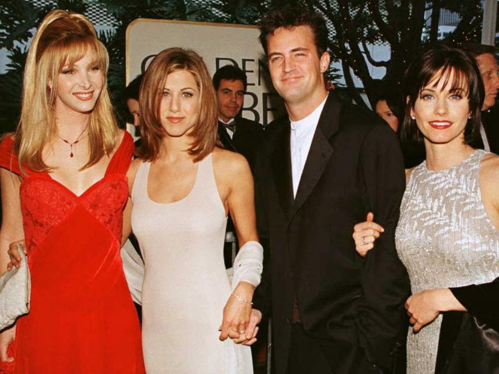 Kudrow, Aniston, Perry and Cox at the 1996 Golden Globes. Picture: Mike Nelson/AFP