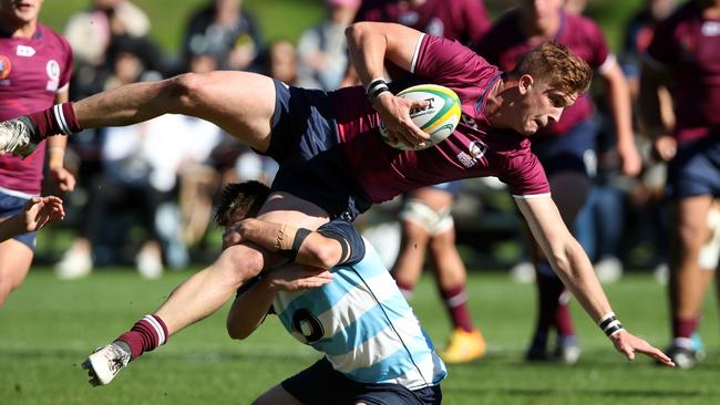 Try-scoring centre Jonte Connolly on the charge against NSW II at the Australian Schoolboys Rugby Championships in Sydney. Photo by Paul Seiser, SPA Images.