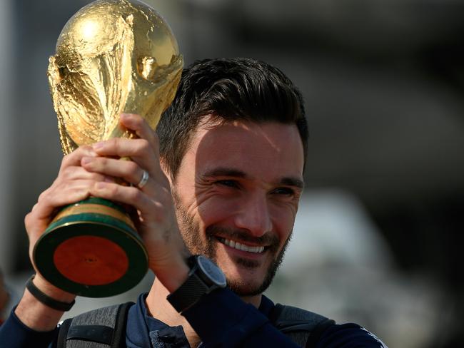 Hugo Lloris shows off the World Cup trophy after France’s triumph in Russia.