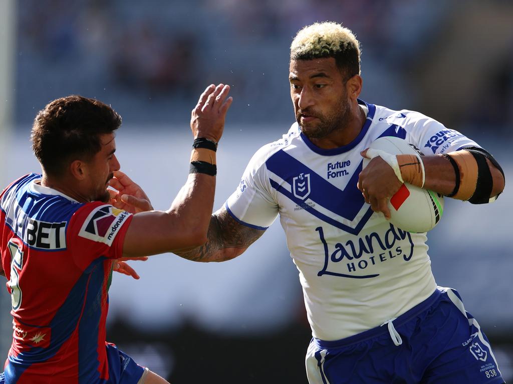 Burton has unlocked Viliame Kikau on the left edge. Picture: Mark Kolbe/Getty Images