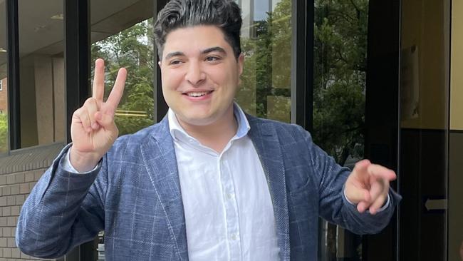 Drew Pavlou outside Parramatta Local Court on June 8, 2022, for an unrelated matter