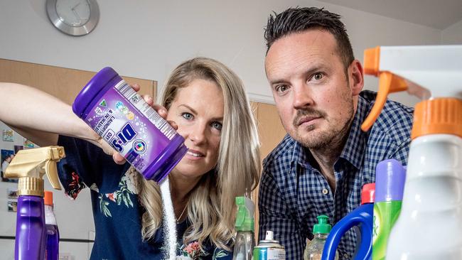 Prospective parents Emily Hunter and Michael Sier are getting rid of household chemicals to improve fertility. Picture: Jake Nowakowski