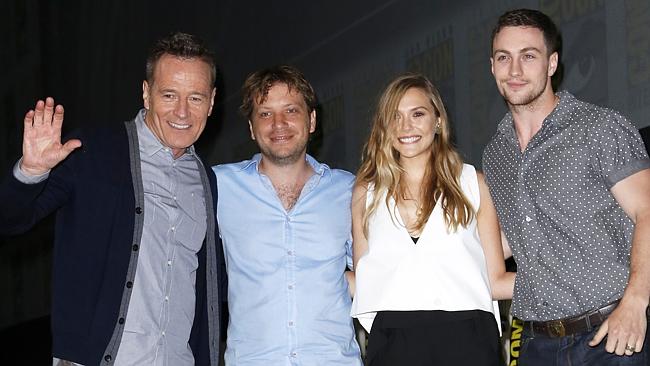 Bryan Cranston, Gareth Edwards, Elizabeth Olsen and Aaron Taylor-Johnson at Comic-Con.