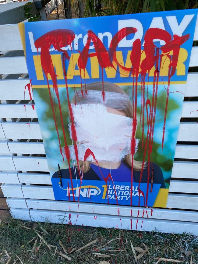 “Racist” slurs against LNP’s Lauren Day. Picture: supplied.