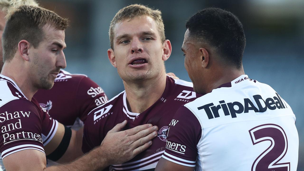 Manly's Tom Trbojevic suffered a hamstring injury on Sunday.