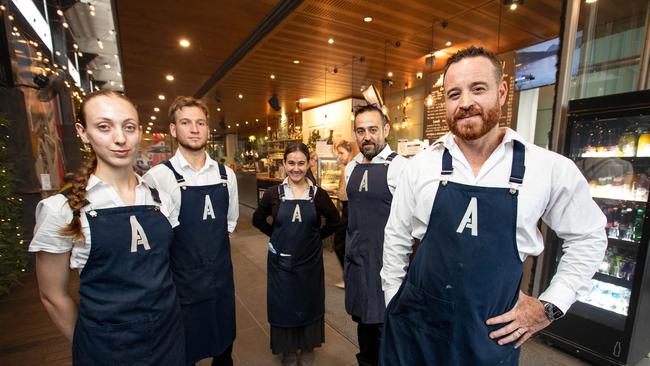 Portraits of Phil Barbaro and staff in his cafe Avenue on Chifley in the CBD. Pics by Julian Andrews.