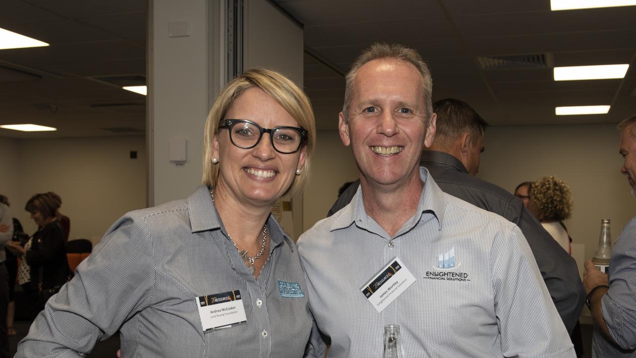 Andrea McCosker and James Wortley at the Resource Industry Network's 20th Anniversary Celebration. Picture: Michaela Harlow