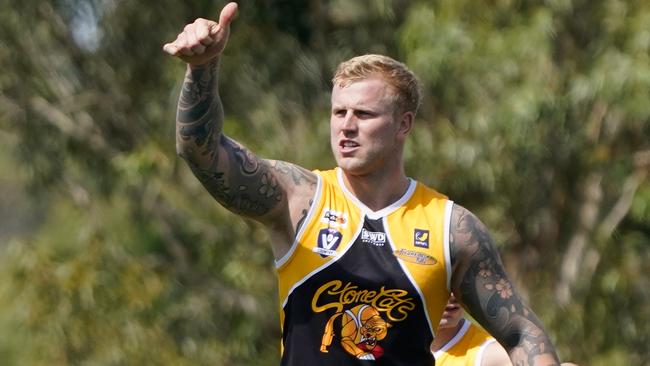 Riley D’Arcy kicked five goals for Frankston YCW on Saturday. Picture: Valeriu Campan