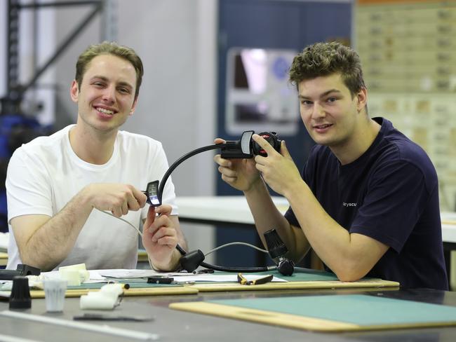 Gus Bellekens and Steve Buhagiar developed a fuel gauge for scuba diving while they were at university and entered it into a competition. Picture: Peter Wallis