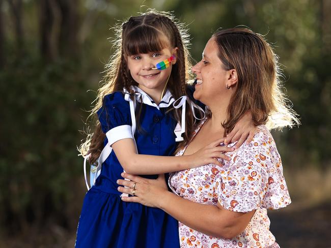 Maddison Challen and mum Vanessa from Bundaberg. Maddison was diagnosed with cancer in 2017 and after over 700 days in hospital has beaten it. Pics Adam Head