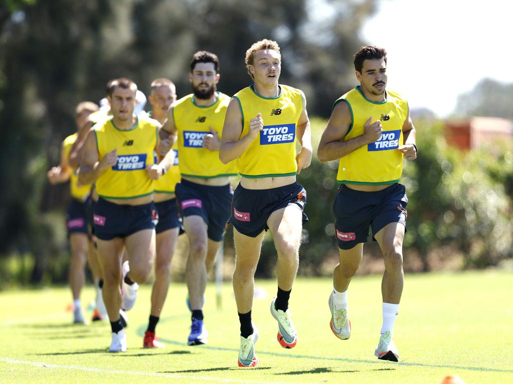 Bedford (R) was a comfortable winner in the Giants’ two-kilometre time trial. Picture: Phil Hillyard