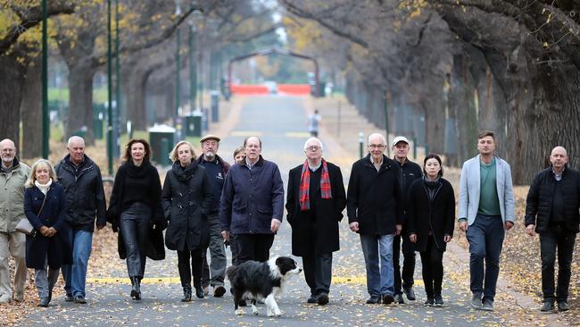 Angry residents protesting against the development of the parklands next to the MCG. Picture: Alex Coppel