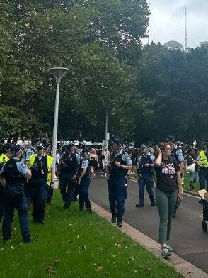 Pride in Protest complained about the large police contingent assigned to their pre-parade march. Picture: Pride in Protest/ Instagram