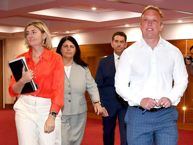 Steven Miles and other Labour MP's walk into the Caucus meeting at Parliament HouseMonday December 9, 2024. Picture, John Gass