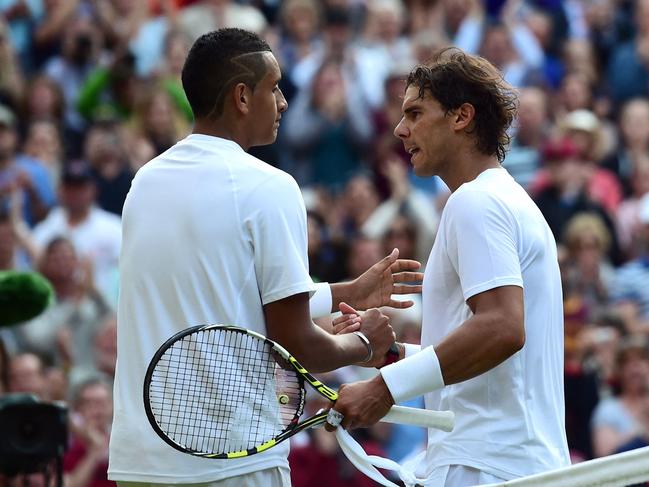 Nick Kyrgios defeated Rafael Nadal in the 2014 Wimbledon Championships. Picture: AFP