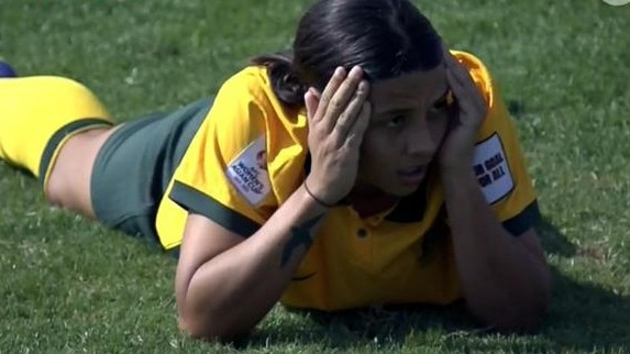 Sam Kerr after missing a chance at goal.