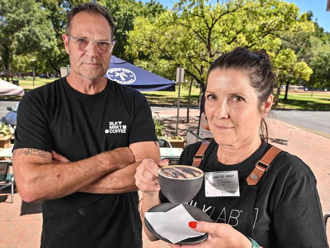 FEBRUARY 5, 2025: Light Square redevelopment - Lime2 Cafe owners Peter and  Antoniette Domhoff arenÃt happy with the proposal. Picture: Brenton Edwards