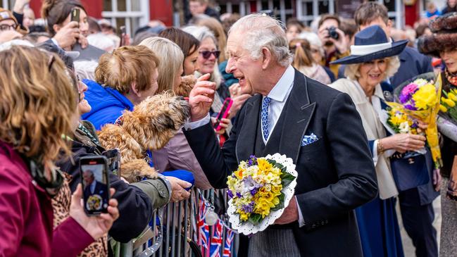 King Charles III and Camilla, Queen Consort greet people at York Minster for the Maunday Thursday Service on April 6, 2023. Picture: Charalotte Graham/Getty Images