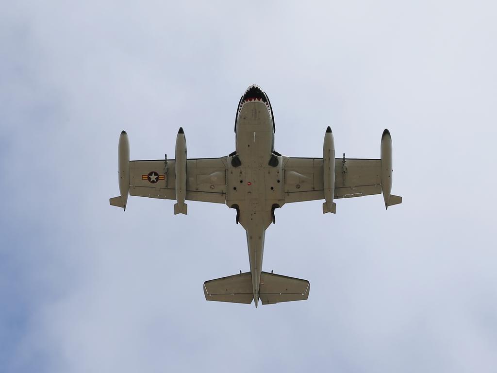 A fighter jet goes a fly-by as part of the wedding. Picture: Toby Zerna