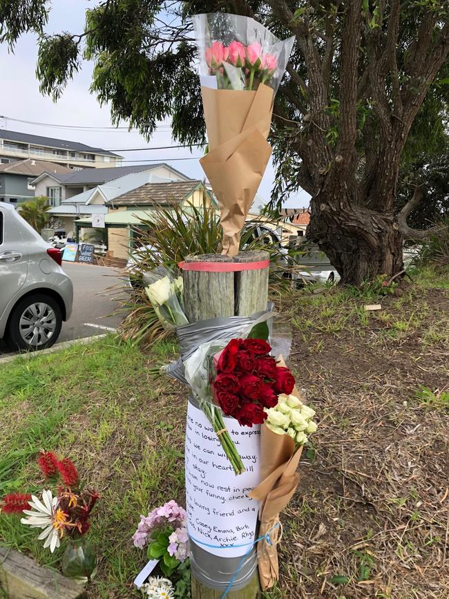 Floral tributes for Liam Anderson.