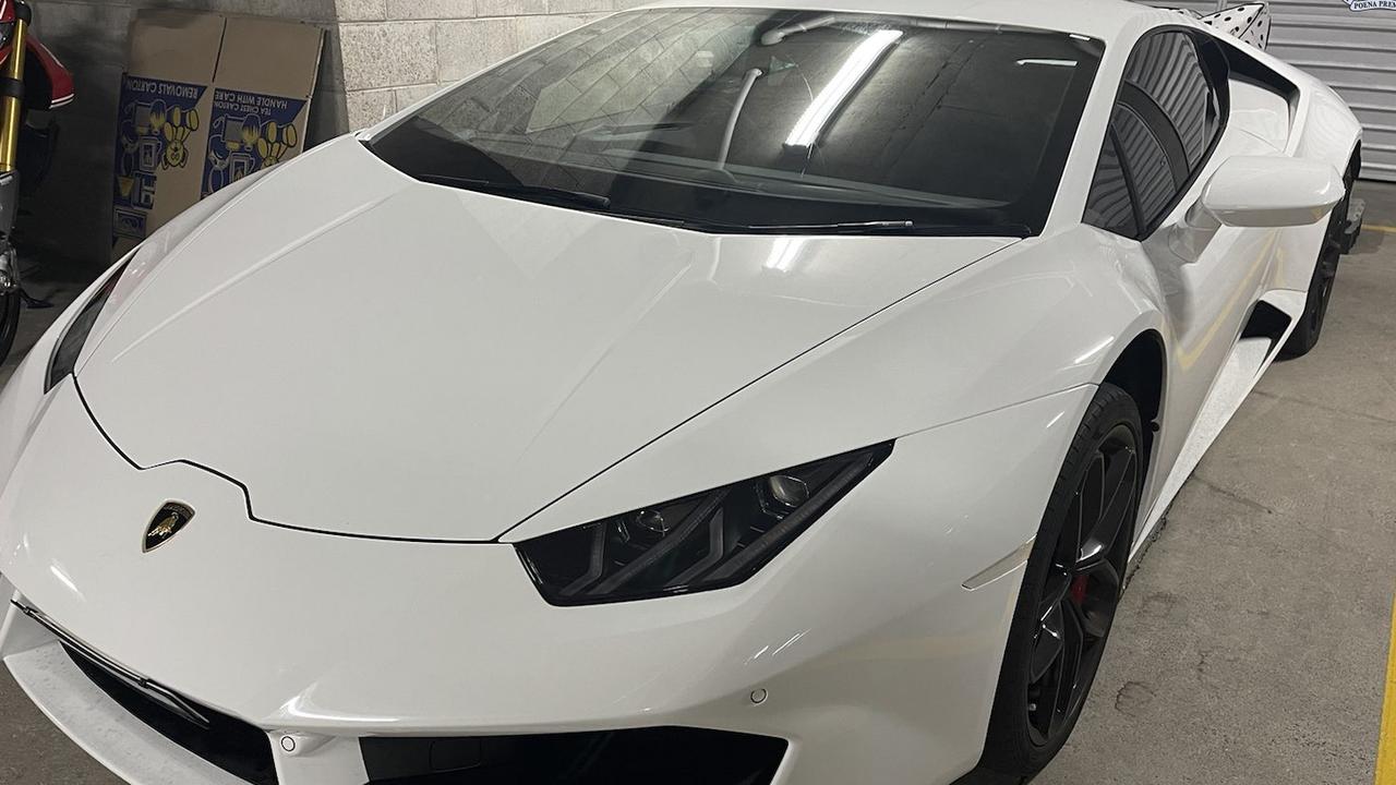 Criminal syndicates targeted under AFP-led Operation Ironside. Specifically Operation Orion EC in NSW. Pictured is a White Lamborghini. Picture: AFP