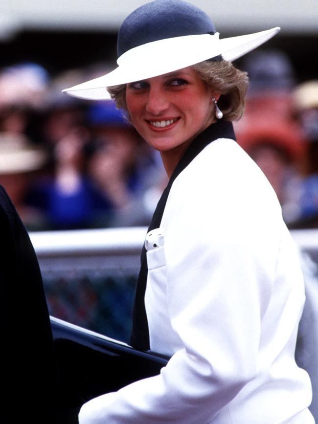 Princess Diana attending the Melbourne Cup in 1985. Picture: Supplied