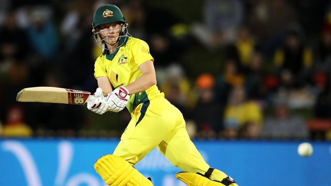 Australia’s Meg Lanning plays a shot on Saturday night. Picture: Getty Images