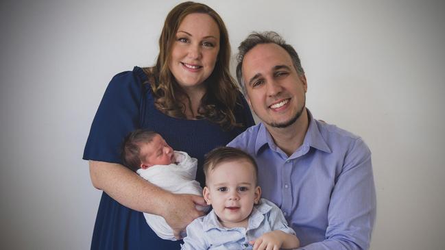 Jared and Carly Alexander with August and baby Emmy, who was voted Logan's cutest baby of 2023. Picture: Supplied