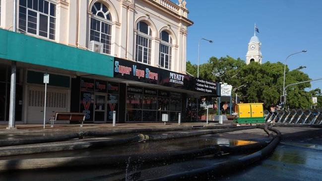 The CBD looking remarkably flood-free after the incredible efforts of council staff, volunteers, and local businesses.